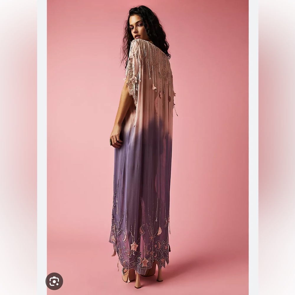 Free People Esme Embellished Beaded Shooting Stars Gradient Maxi Dress M